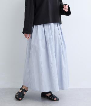 ワッシャーストライプタックフレアスカート