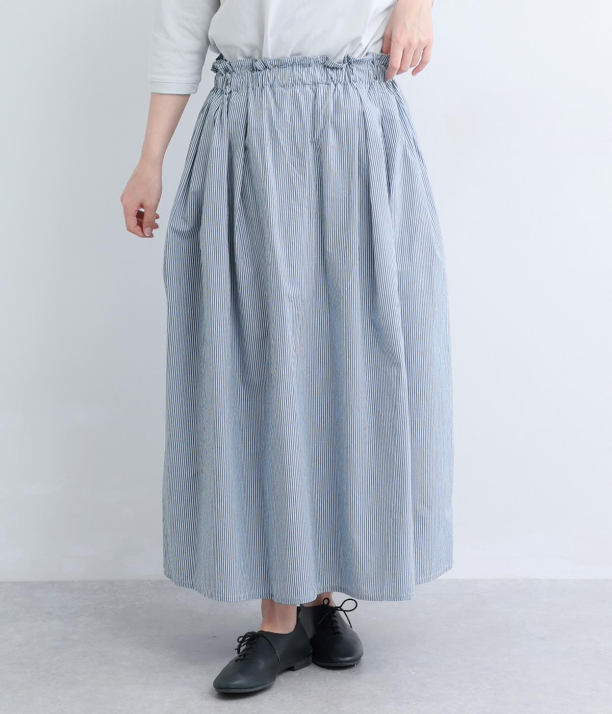 ワッシャーストライプタックフレアスカート(ストライプ　太-F)