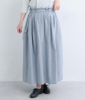 ワッシャーストライプタックフレアスカート(ストライプ　太-F)