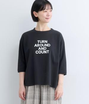 TURN　AROUND　ヘムラウンドプリントプルオーバー(ブラック-F)