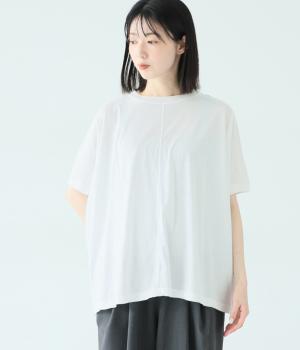 【日本製】ヨークスリーブワイドTシャツ(オフホワイト-F)
