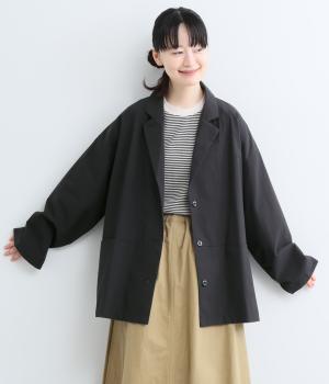 [オーガニックコットン]　近江晒テーラードジャケット（ブラック・F）