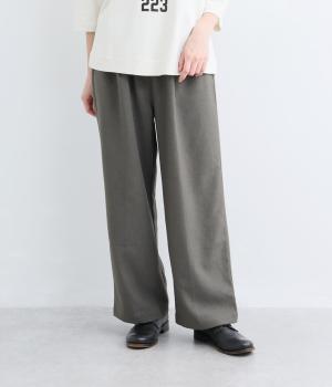 【日本製】トロワッシャータックイージーパンツ(チャコール-F)