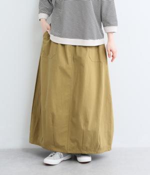 [日本製]　ポケット付きバルーンスカート（ベージュ・F）