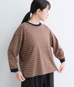 【日本製】マルチボーダーTee（ブラウン・F）