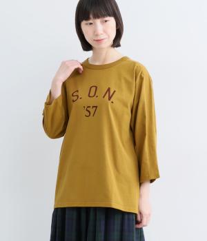 アメリカンドライコットン　プリントT<S.O.N '57>（マスタード・F）