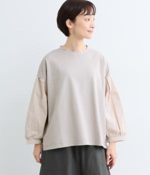 [日本製]　タックギャザースリーブプルオーバー（グレー・F）