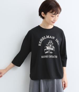 [日本製]　ラウンドヘムロゴT<ESHELMAN INC.>（ブラック・F）