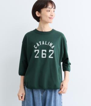 アメリカンドライコットン　7分袖プリントプルオーバー（グリーン・F）