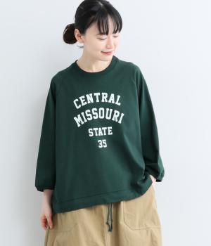 アメリカンドライコットン　ドロストヘムプリントプルオーバー（グリーン・F）