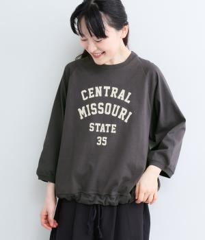 アメリカンドライコットン　ドロストヘムプリントプルオーバー（チャコール・F）