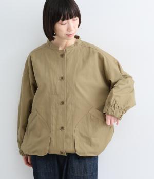 [日本製]　デザインビックポケット付きワークシャツ（ベージュ・F）