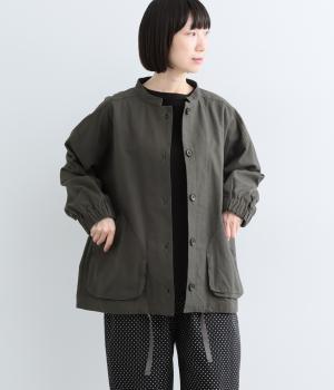 [日本製]　デザインビックポケット付きワークシャツ（チャコール・F）