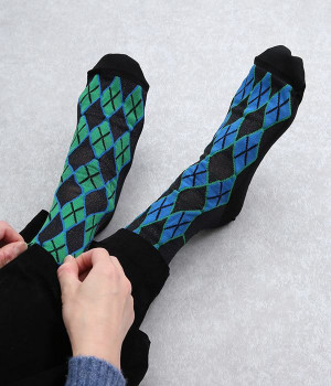 オーガニックコットン　ラメソックス(トゥインクルアーガイル-ONESIZE)