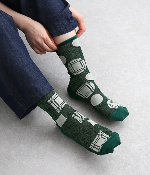 オーガニックコットン　ラメソックス(スパークリンググリーン-ONESIZE)