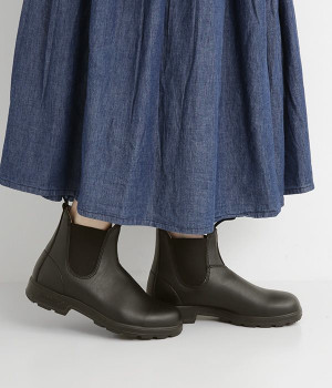 サイドゴアレインシューズ　ビーガンレザー(ブラック-4)