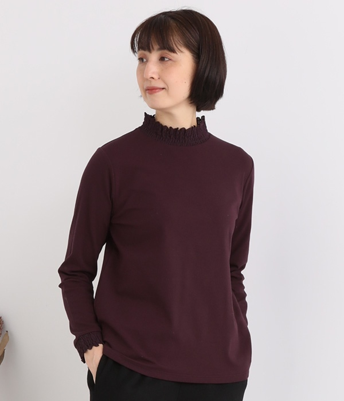 フライスシャーリングプルオーバー(ボルドー-ONESIZE)
