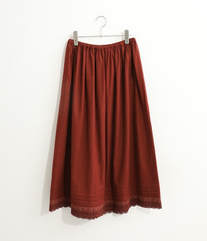 コットンビエラ　レーシーペチスカート(ダークレッド-ONESIZE)