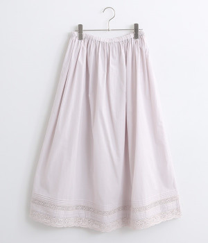 コットンローン　レーシーペチスカート(ピンクベージュ-ONESIZE)