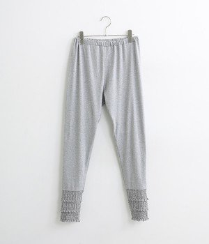 フライス裾シャーリングレギンス(ライトグレー-ONESIZE)