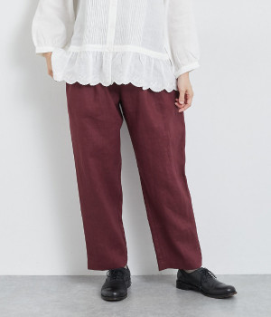 リネンコクーンパンツ(ボルドー-ONESIZE)