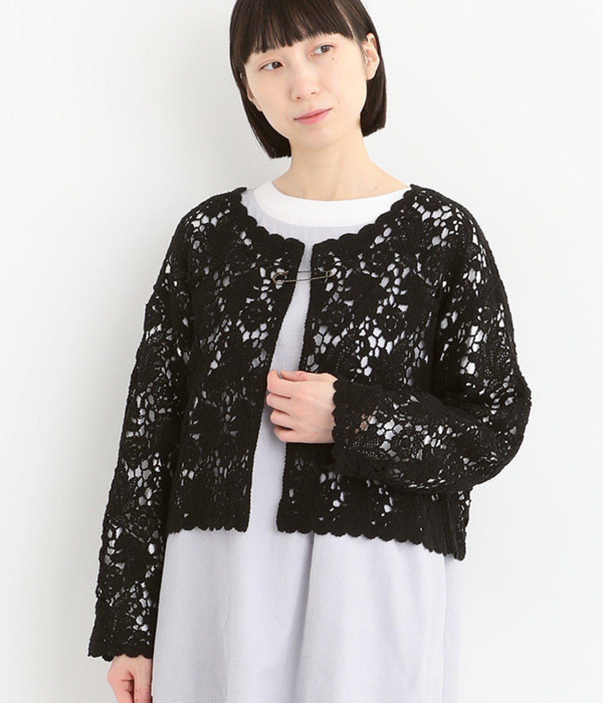 レースボレロカーディガン(ブラック-ONESIZE)