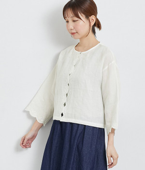 リネンスカラ刺繍ボレロ(オフ-ONESIZE)