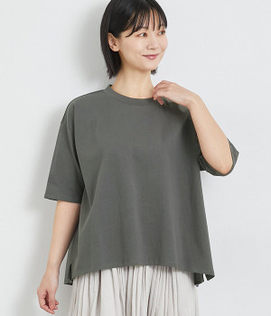 天竺布帛切替Tシャツ(チャコールグレー-ONESIZE)