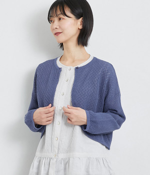 コットンニットボレロ(ネイビー-ONESIZE)
