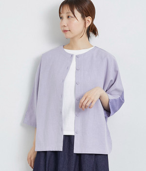 リバーシブルコットン2wayブラウス(ラベンダー-ONESIZE)