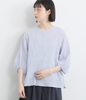 シャーリング先染プルオーバー(ラベンダー-ONESIZE)
