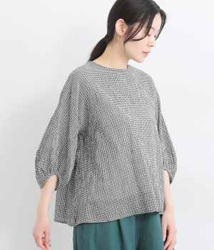 シャーリング先染プルオーバー(ギンガムチェック-ONESIZE)