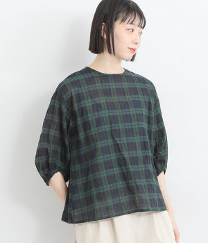 シャーリング先染プルオーバー(ブラックウォッチ-ONESIZE)