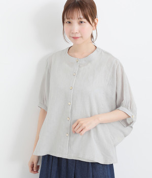 コットンドビードルマンブラウス(ライトグレー-ONESIZE)