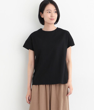 コットン天竺ミニスリーブプルオーバー(ブラック-ONESIZE)