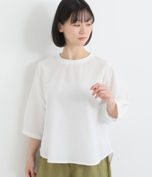 コットンドビー袖ワイドプルオーバー(オフホワイト-ONESIZE)