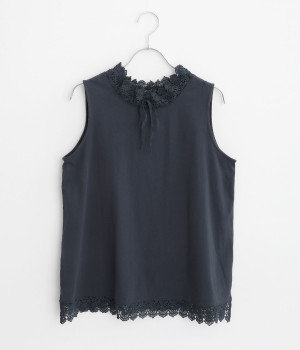 天竺レーシーリボンタンク(ダークネイビー-ONESIZE)