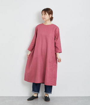 リネンパネル切替ワンピース(ローズ-ONESIZE)