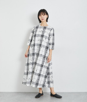 先染めPTサックワンピース(チェック-ONESIZE)