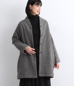 ミックスツイードパディングコート(ダークグレー-F)