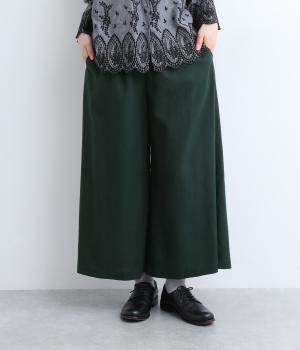 レーヨンリネンキュロットパンツ(グリーン-ONESIZE)