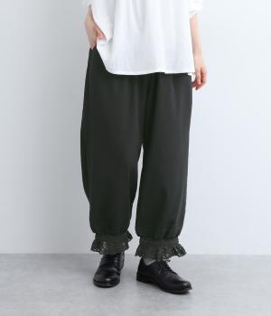 レーヨンリネンレーシーパンツ(チャコールグレー-ONESIZE)