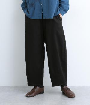 リネン綾織コクーンパンツ(ブラック-F)