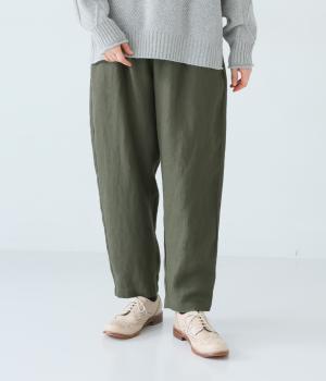 リネンキャンバステーパードパンツ(カーキ-F)