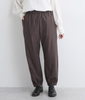 コットン綾接結裾タックパンツ(グレイッシュブラウン-F)