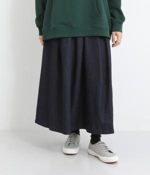 コットンデニムタックスカート(ネイビー-F)