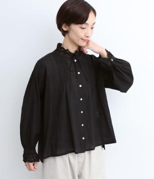 スラブガーゼレーシーブラウス(ブラック-ONESIZE)