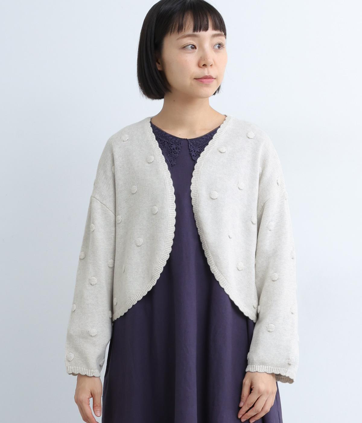 コットンウールニットボレロカーディガン(オートミール-F)