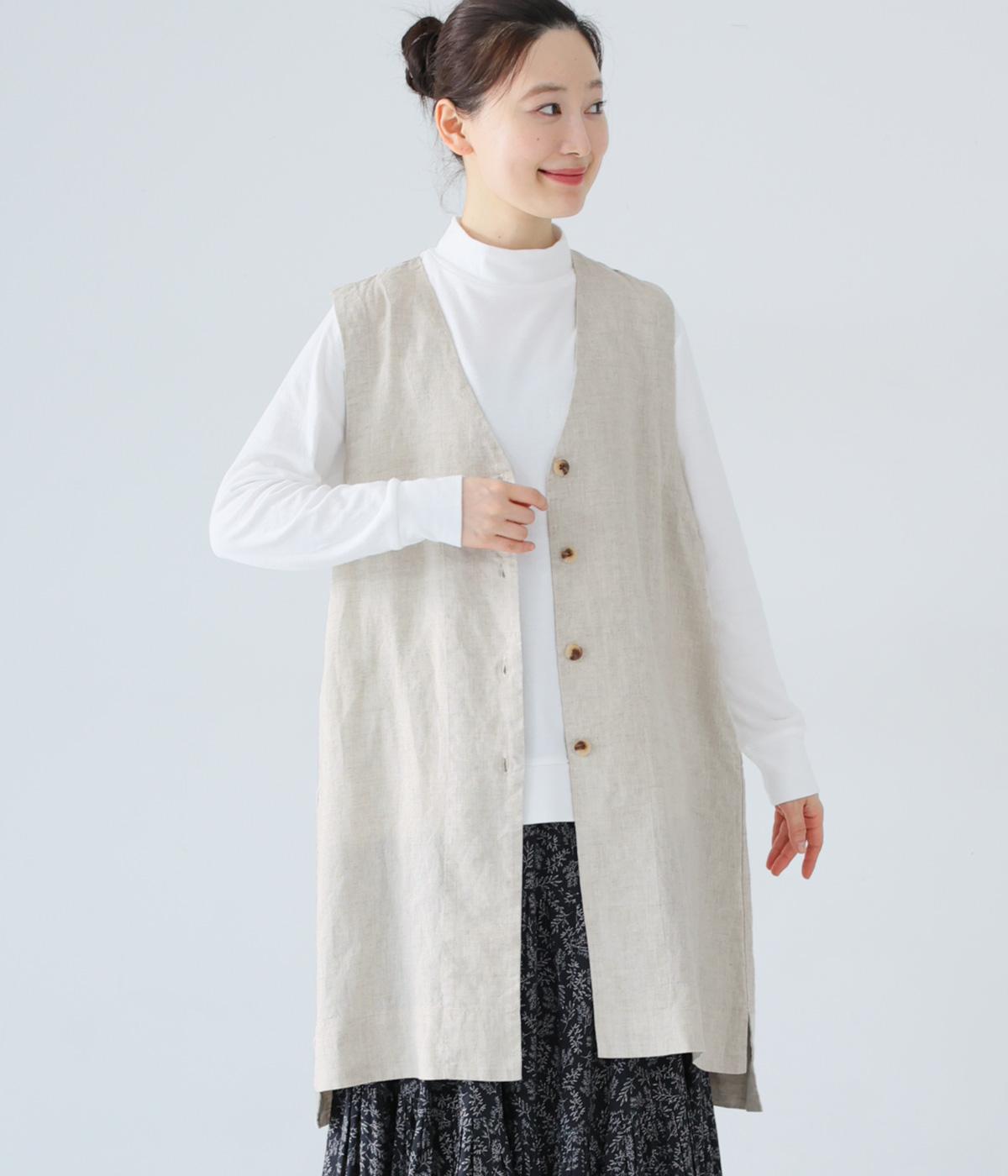 リネンロングベスト(ナチュラル-F)
