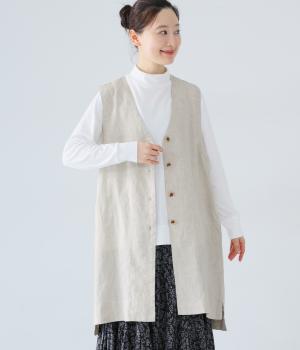 リネンロングベスト(ナチュラル-F)